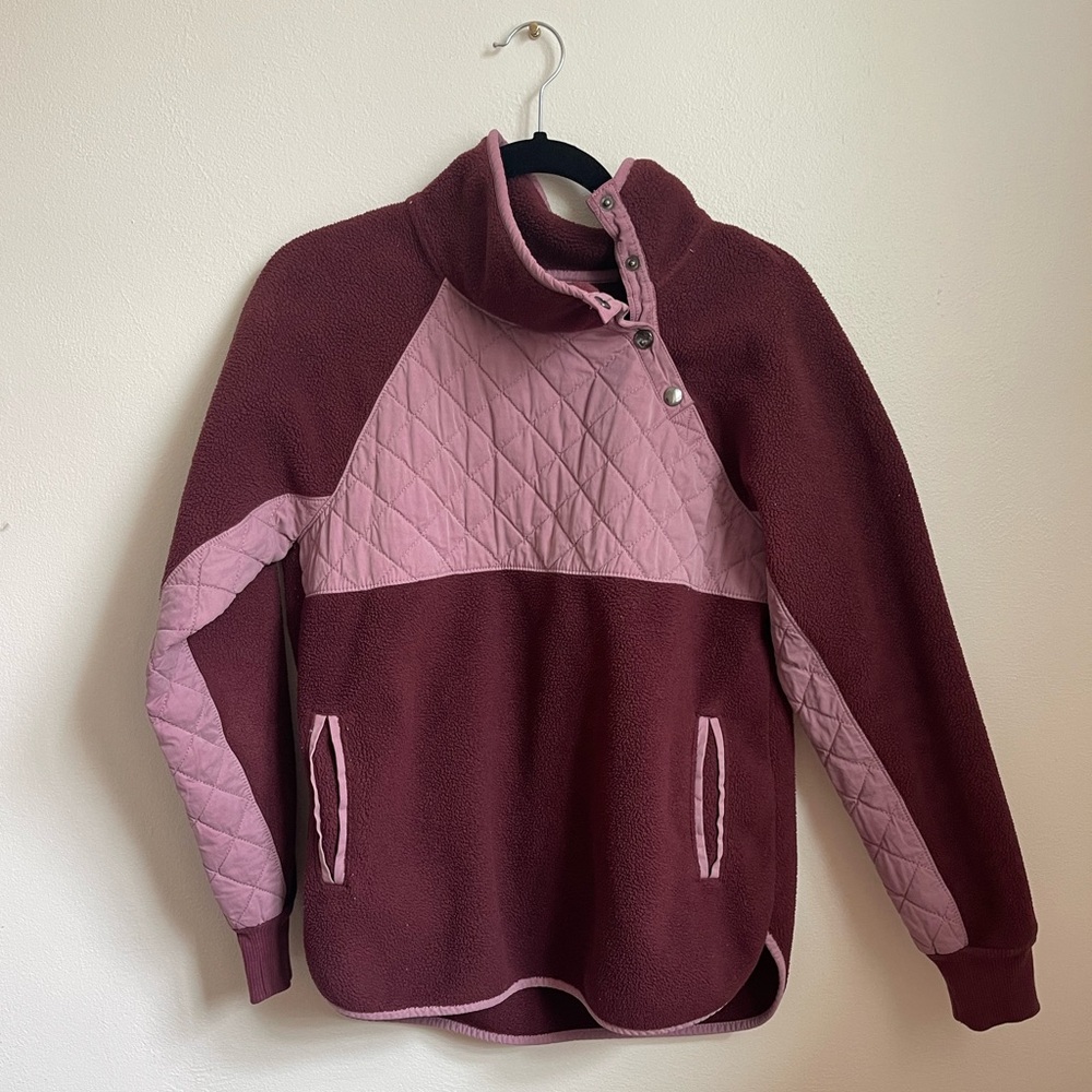 Asymmetrical Snap Fleece in Mulberry